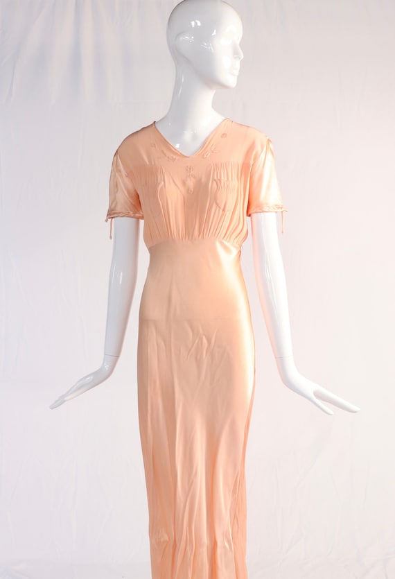 1930s Satin and Crepe Pink Slip Dress
