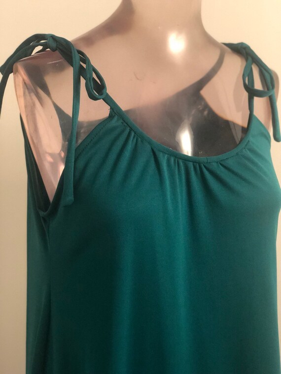 Vintage 1970s Emerald Ruffle Bottom Maxi Dress