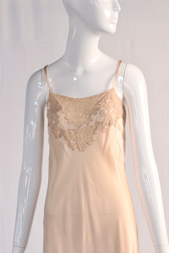 Vintage 1930's Silk Slip Dress with Lace Detail