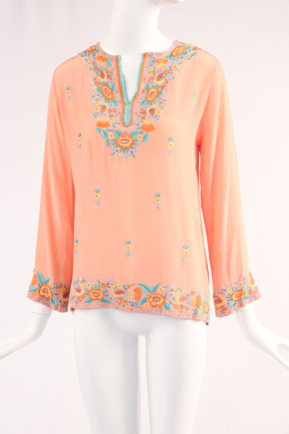 Salmon Embroidered Top