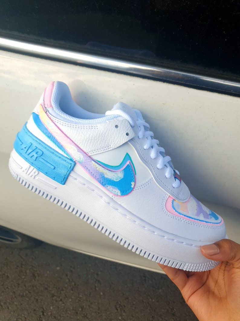 Custom Pastel Clouds Rainbow Nike Air Force 1 Shadow | Etsy