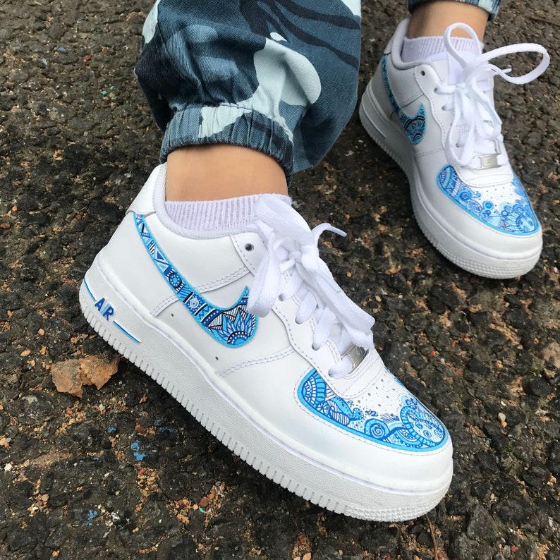 nike af1 blue paisley