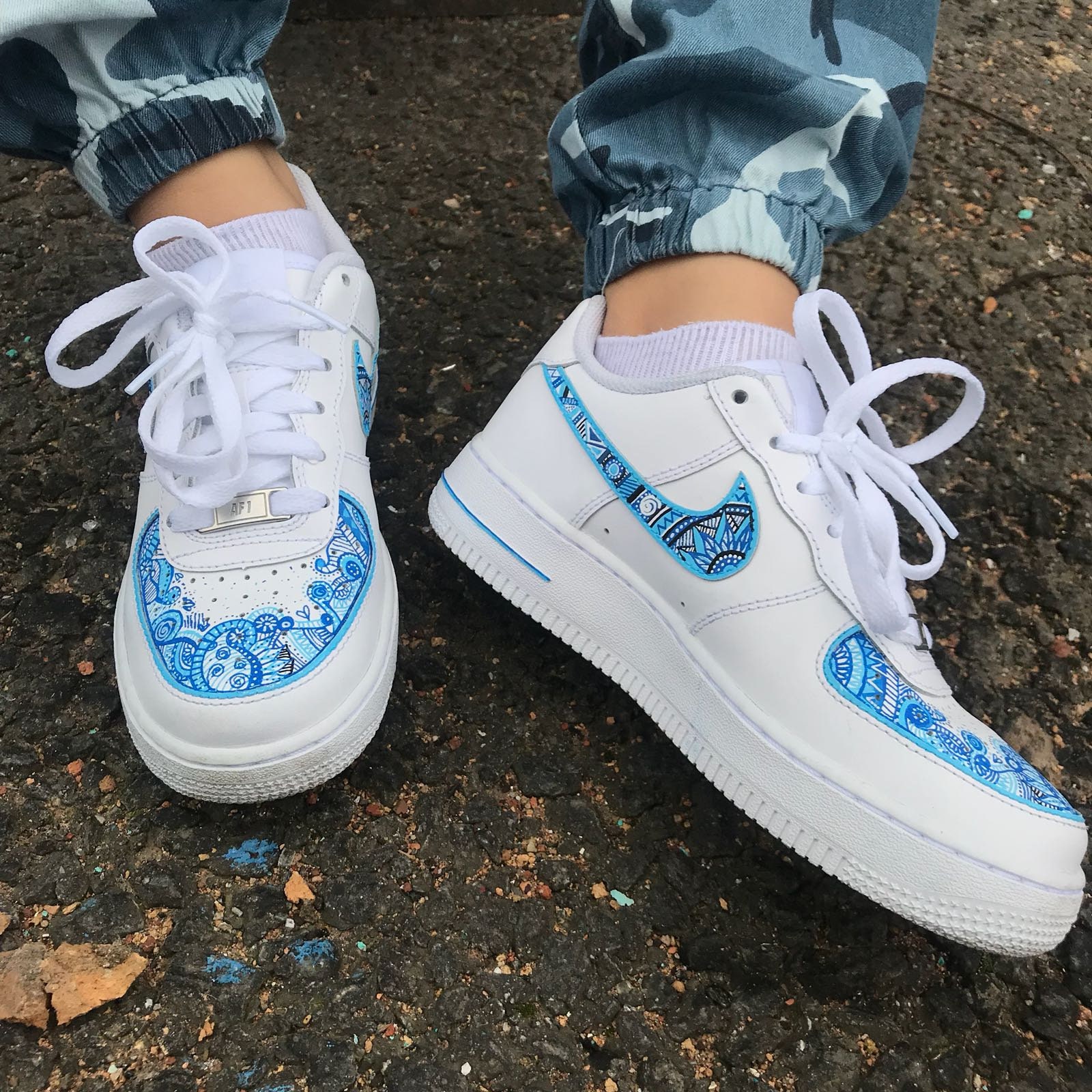 Blue Paisley Air Force 1 Paisley sneakers Mendhi Air Force | Etsy