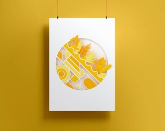 Giclee Fine Art Print | Paper art - Yellow Duality