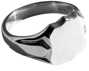 925 Solid Sterling Silver Men's Shield Signet Ring, Hand Finished (14 x 12mm) UK Hallmarked