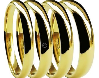 9ct Yellow Gold Light Court Wedding Band, UK Hallmarked Recycled Gold Ring