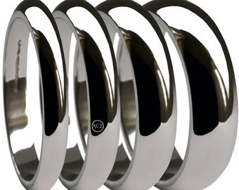 925 Sterling Silver Heavy D-Shape Wedding Rings Bands Sets His or Hers Hand Finished Fully UK Hallmarked  2mm 3mm 4mm 5mm 6mm 8mm