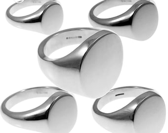 Landa Jewel - Anello Lucido In Argento Sterling Massiccio, Con Sigillo Di Forma Ovale O Quadrata, Unisex E Argento, 69 (22.0), Colore: Cushion, Cod. SN-CU6-P