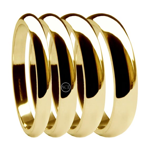 Fede Nuziale A Forma Di D In Oro Giallo 9 Carati Su Misura, Con - Foto 2