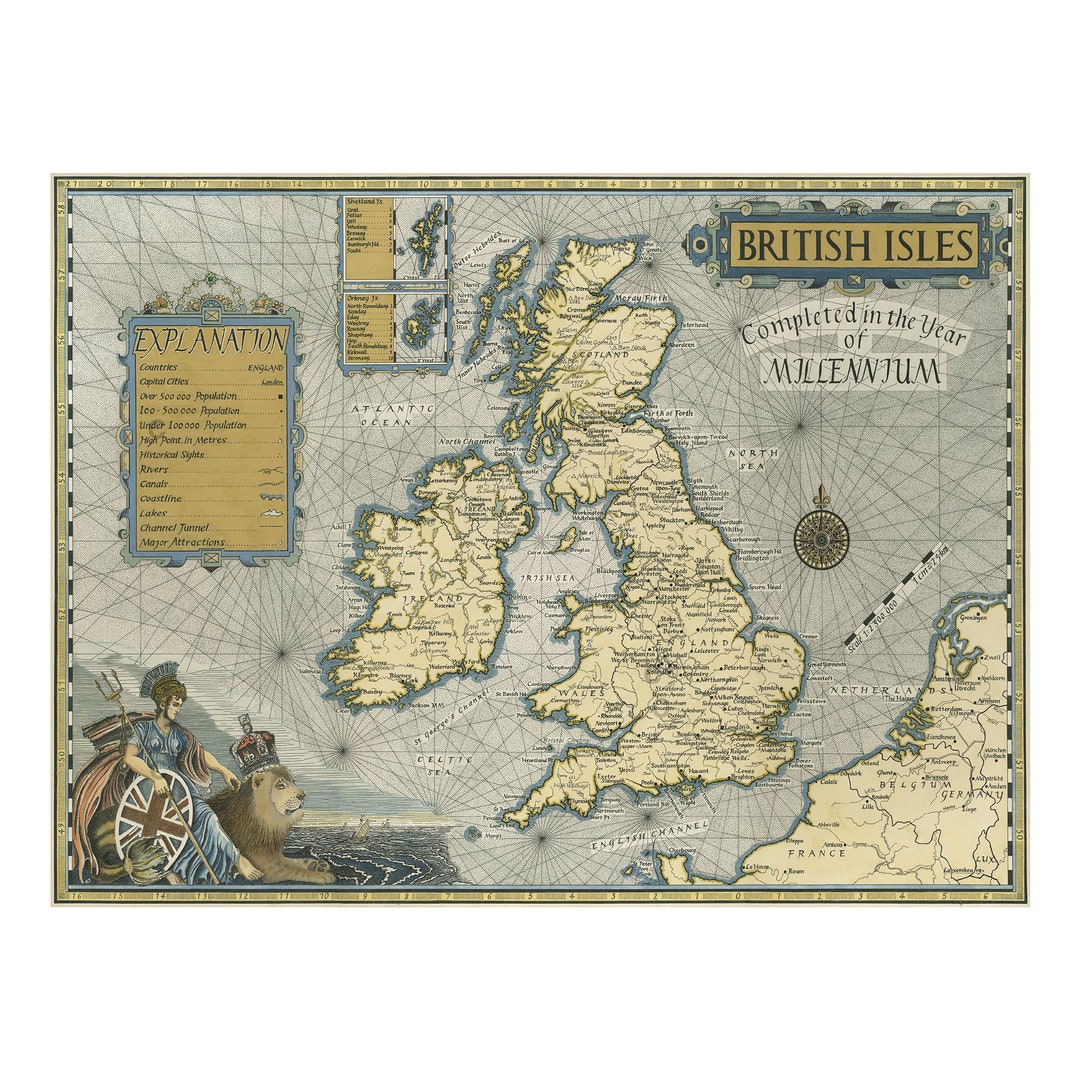 Map of the British Isles Hand Drawn Limited Edition Print 594 X 420mm ...