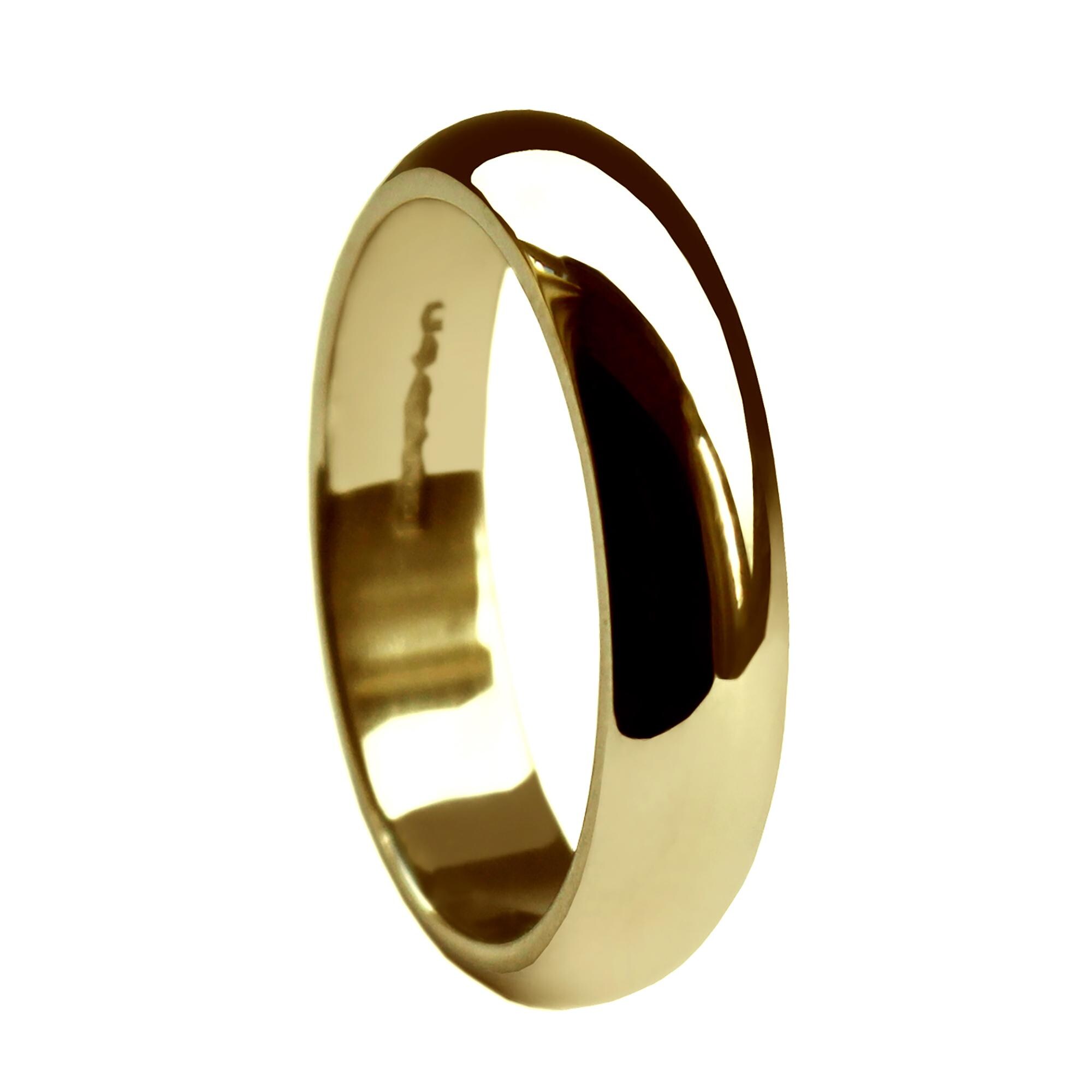 Second Hand Vintage 9ct Gold D Shape 6mm Patterned Wedding Ring