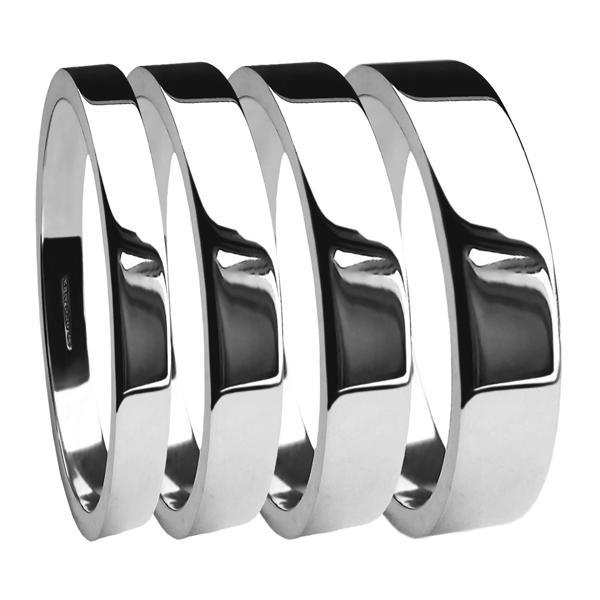 950 Platinum Heavy Flat Profile Wedding Rings Bands Sets His or Hers Hand Finished Fully UK Hallmarked  2mm 3mm 4mm 5mm 6mm 8mm