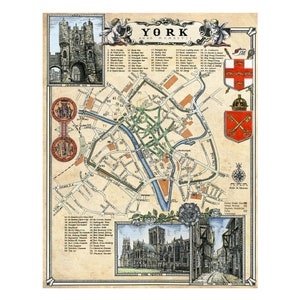 Mapa de la ciudad de York: impresión de edición limitada de 594 x 420 mm (16,5 x 23,4 pulgadas) (firmada y numerada), papel de bellas artes Giclée de 310 g, tamaño A2, de Bob Jackson