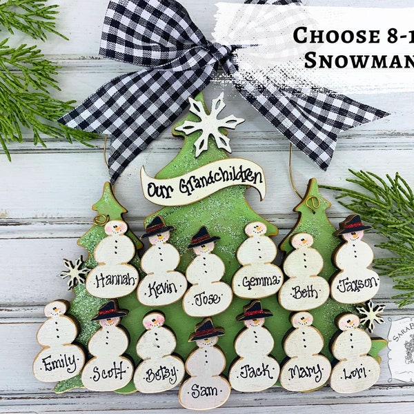 Grandkids Ornament or Family of 8 9 10 11 12 13 14 Kids or Grandchildren Christmas Ornament - Personalized Wood Family or Grandparent Gift