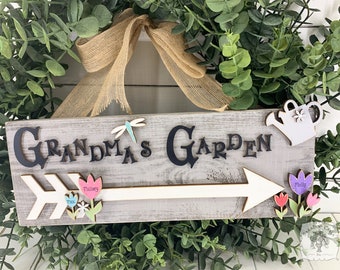 Grandmas Garden Sign Personalized Grandkids Names - Mother's Day Gift; Custom Birthday Gift for Mimi Gigi Nana Nonna Yaya Oma or any Name