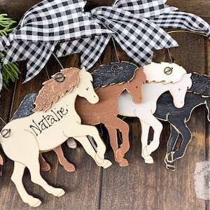 Personalized Horse Ornament - Horse Lover Gift; Handmade Wood Horseback Riding Ornament for Equestrian Gift or Christmas Ornament