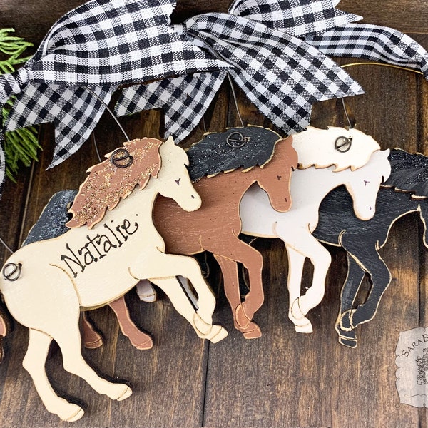Personalized Horse Ornament - Horse Lover Gift; Handmade Wood Horseback Riding Ornament for Equestrian Gift or Christmas Ornament