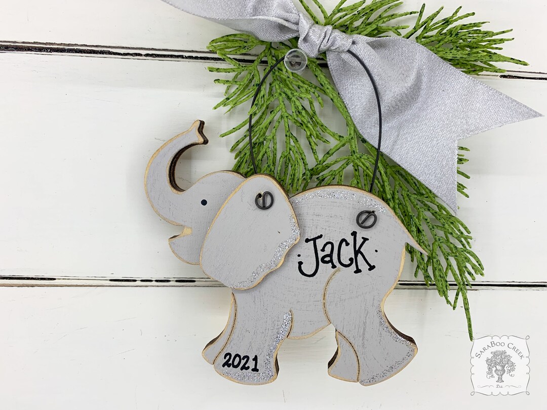 Elephant Ornament Personalized Elephant Gifts Grey Elephant Etsy