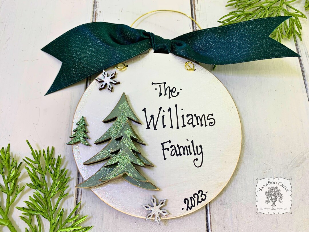 Personalized Wood Christmas Tree Ornament With Trees and Snowflakes ...