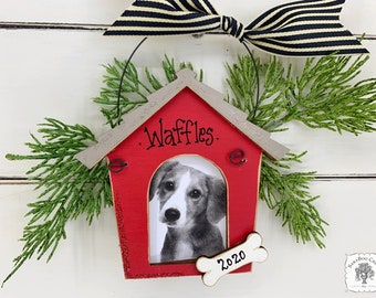 Dog Picture Ornament Dog House Ornament Frame - Pet Picture Christmas Ornament for Dog Photo, Granddog Ornament