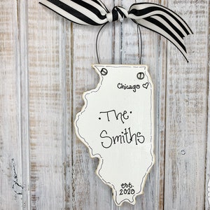 Illinois Ornament, Illinois Gifts, State of Illinois, Personalized Wood Ornament, Chicago Christmas Ornament, Moving Away Gift image 4