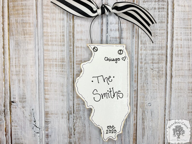 Illinois Ornament, Illinois Gifts, State of Illinois, Personalized Wood Ornament, Chicago Christmas Ornament, Moving Away Gift image 4