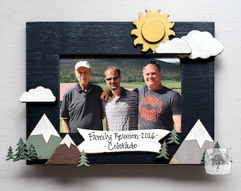 4x6 Outdoor Mountain Scene Photo Frame - Personalizable Handmade Wood Picture Frame for Mountain Home Decor or Vacation in the Mountains
