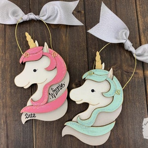 Unicorn Ornament Personalized Handmade Unicorn Gift for Unicorn Birthday, Girls Christmas Ornament, Unicorn Lover Daughter or Granddaughter