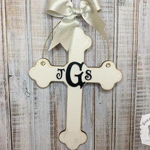 Baptism Gift, Personalized Wall Cross, Monogram, Cross Decor, Christening Gift, Faith Gift, Wood Cross, Religious Baby Gift