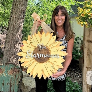 Sunflower Decor, Sunflower Gifts, Personalized Fall Decor, Sunflower Name Sign, Sunflower Gift for Sunflower Wedding
