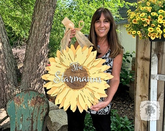 Sunflower Decor, Sunflower Gifts, Personalized Fall Decor, Sunflower Name Sign, Sunflower Gift for Sunflower Wedding