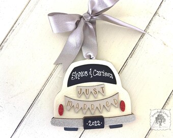 Just Married Ornament First Christmas Married Ornament 2024, Personalized Wedding Ornament for Couples or Newlywed Gift