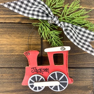 Train Ornament - Personalized Handmade Wooden Train Gift; Cute Toddler Boy Christmas Tree Ornament, Vintage Toy Train Ornament