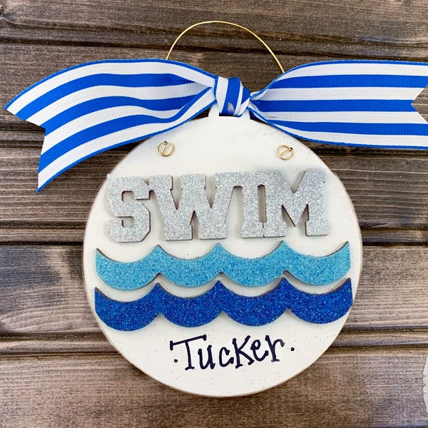 Girls Swimming Christmas Ornament, Personalized Swimming Ornament