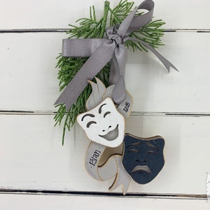 Theater Ornament, Drama Ornament, Actor or Actress Personalized Ornament, Theatre Gifts, Thespian, Acting, Drama Mask, Gift for Play