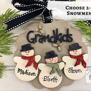 Grandkids Ornament Grandparent Gift - Personalized for 2 3 4 5 6 or 7 Grandchildren, Handmade Wood Christmas Gift for Grandma and Grandpa