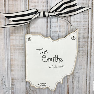 State of Ohio Ornament, Moving Away Gift, Personalized Christmas Ornament, Buckeye State Gift, Personalized City Cincinnati Cleveland Akron