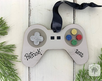 Gaming Ornament - Video Game Controller Ornament Personalized for your Gamer for Christmas or Birthday Gift, Handmade Wood