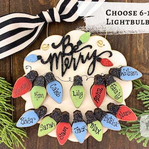 Personalized Large Family or Grandkids Christmas Ornament Family Gift or Grandparent Ornament for 6 7 8 9 10 11 12 13 14 15 Grandchildren 14 Lightbulbs