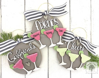 Margarita Ornament Girlfriends Cheers or Friends Ornament - Personalized 2 or 3 Margaritas Best Friend Gift, Cocktail Lover Girlfriend Gift