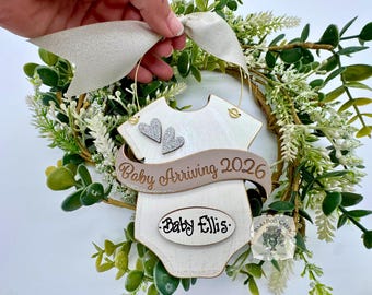 Baby Due Arriving 2026 Ornament: Personalized Christmas Ornament for Expecting Baby in 2027