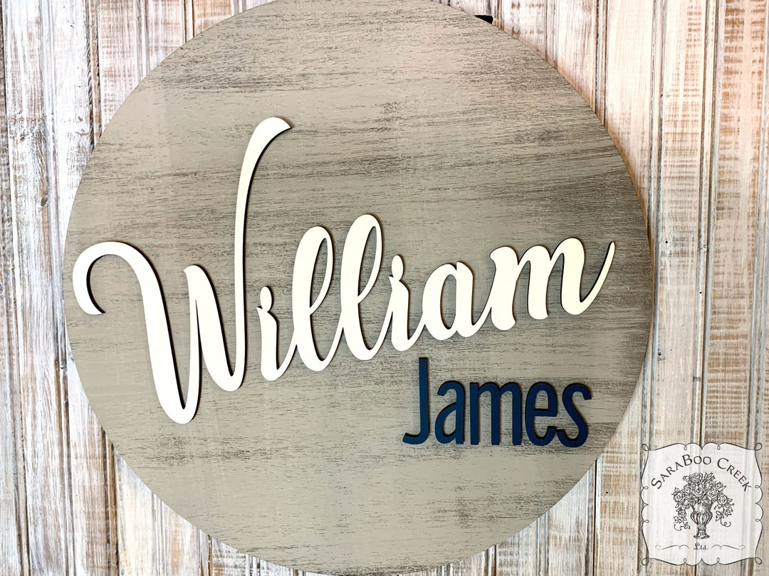 Two Names Sign Custom Round Two Name Sign - Baby Name Sign, Boys Room Name, Girls Room ...