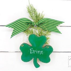 Shamrock Ornament - Personalized Handmade Wood Christmas Ornament; St Patricks Day Decor, Tiered Tray Decoration, Irish Gift