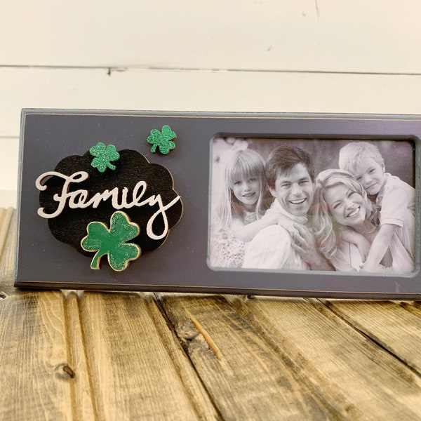 Irish Home Decor, Family Frame with Shamrocks, St. Patricks Day Decor, Picture Frame, Irish Gifts for Family