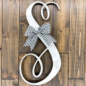 Front Door Initial, Wood Monogram Letter, Custom Wooden Initial Sign, Large Cursive Letter, Wreath Initial, SaraBoo Creek