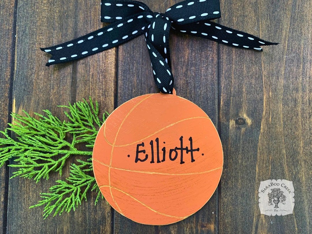 Basketball Ornament Personalized Sport Gift Handmade Wood Christmas