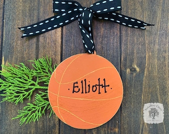 Basketball Ornament Personalized Sport Gift - Handmade Wood Christmas Ornament for Basketball Player or Boy Sports Fan Ornament