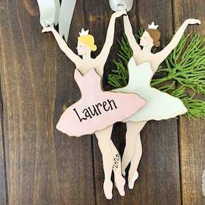 Ballerina Ornament - Personalized Ballet Ornament Handmade of Wood for Christmas Tree or Dance Recital Gift; Little Girl Dancer Ornament