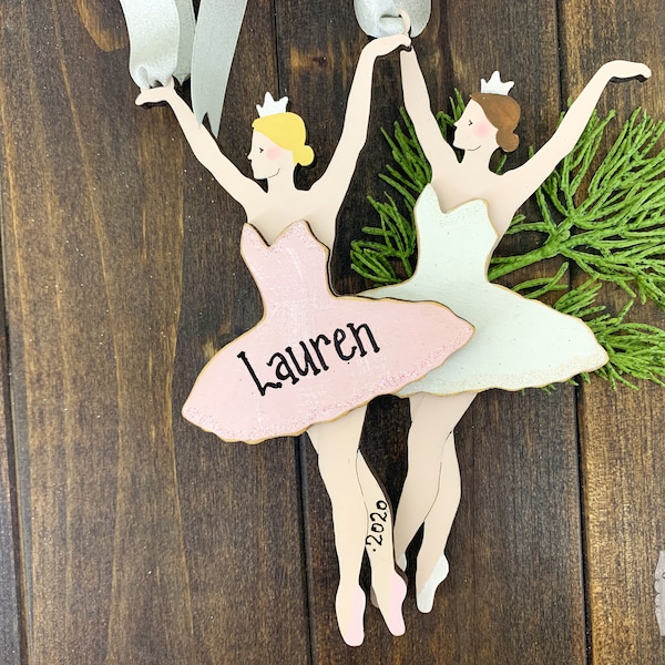 Ballerina Ornament - Personalized Ballet Ornament Handmade of Wood for Christmas Tree or Dance Recital Gift; Little Girl Dancer Ornament