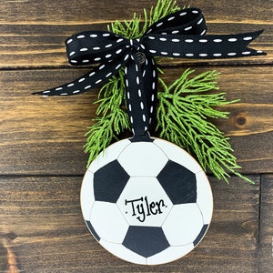 Personalized Soccer Ornament - Handmade Wood Soccer Ball Christmas Ornament for Boy or Girl; Soccer Gifts 2024